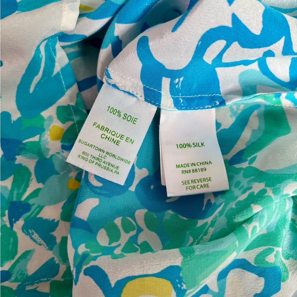 Lilly Pulitzer 100% Silk Floral Print Blouse Size XXS - Picture 5 of 6